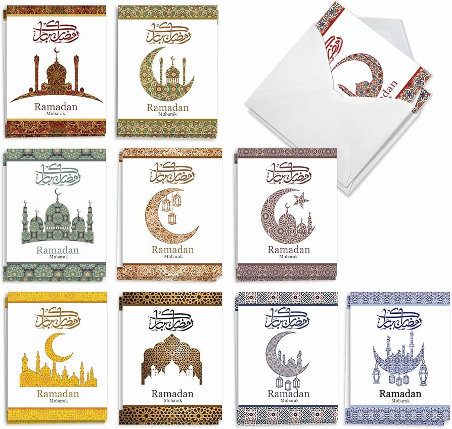 The Best Card Company - 20 Assorted Ramadan Notecards Box Set 4 x 5.12 Inch with Envelopes (10 De... | Amazon (US)