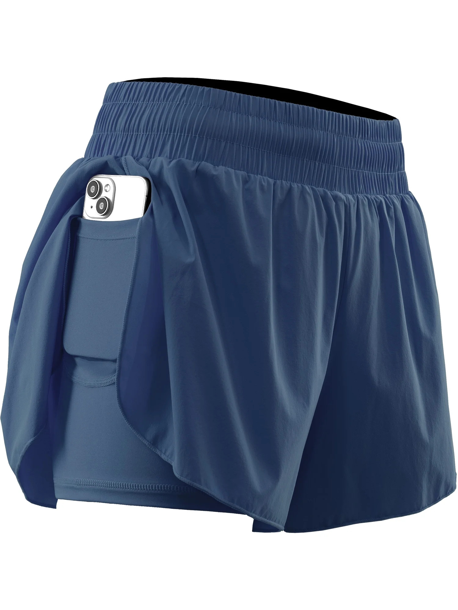 NELEUS Womens 2 in 1 Workout Yoga Shorts for Athletic Gym Running Casual Summer Short with Pocket Navy Blue US Size L | Walmart (US)