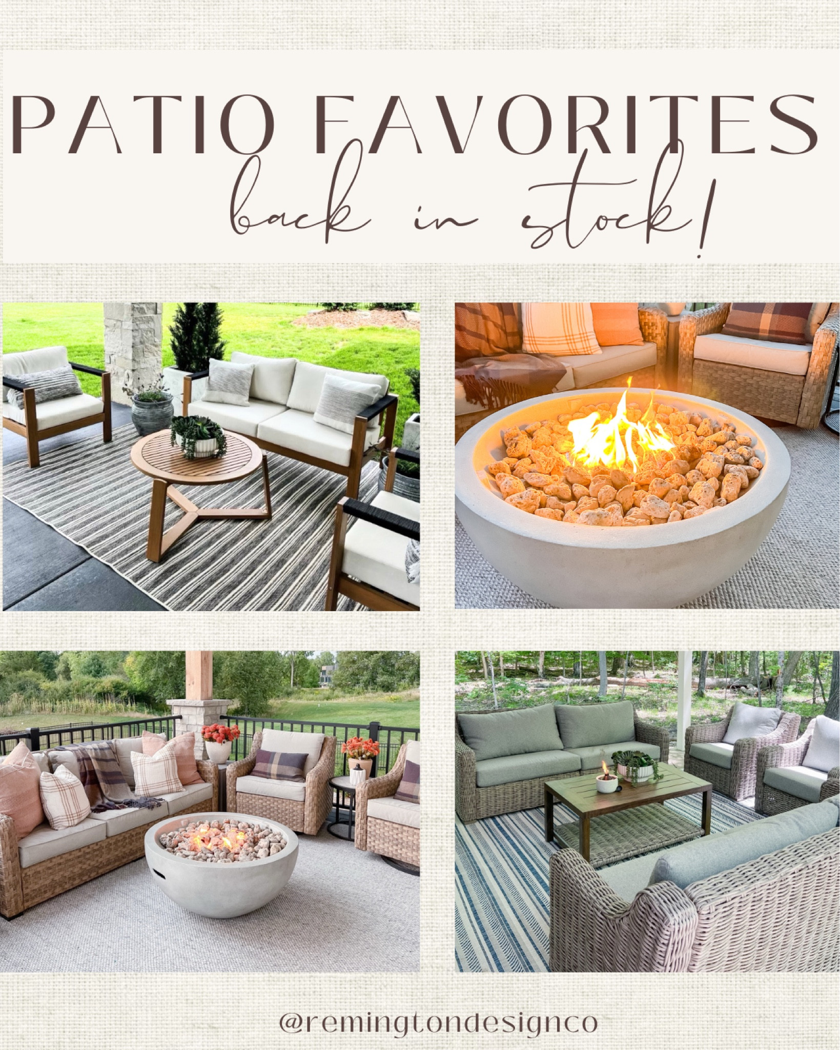 A bunch of my patio furniture is back in stock! 

And the Bellamy set (the one at the cottage - bottom right) now comes in the option of arched swivel chairs too 😍
@walmarthome #WalmartHome #WalmartPartner

#LTKHome #LTKSeasonal