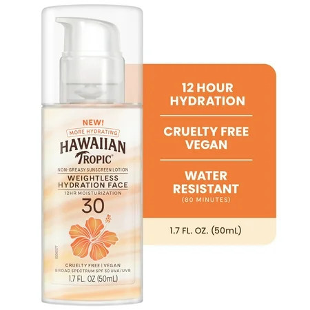 Hawaiian Tropic Weightless Hydration Lotion Sunscreen for Face SPF 30 Travel Size 1.7oz | Walmart (US)