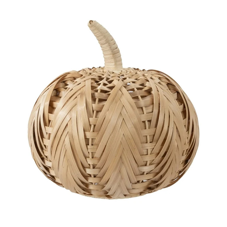 Natural Bamboo Woven Pumpkin, Medium, Harvest by Way To Celebrate | Walmart (US)