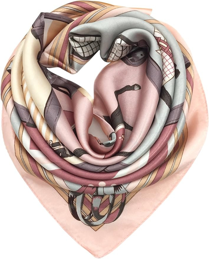 YOUR SMILE Silk Like Scarf Women's Fashion Pattern Large Square Satin Headscarf Headdress | Amazon (US)