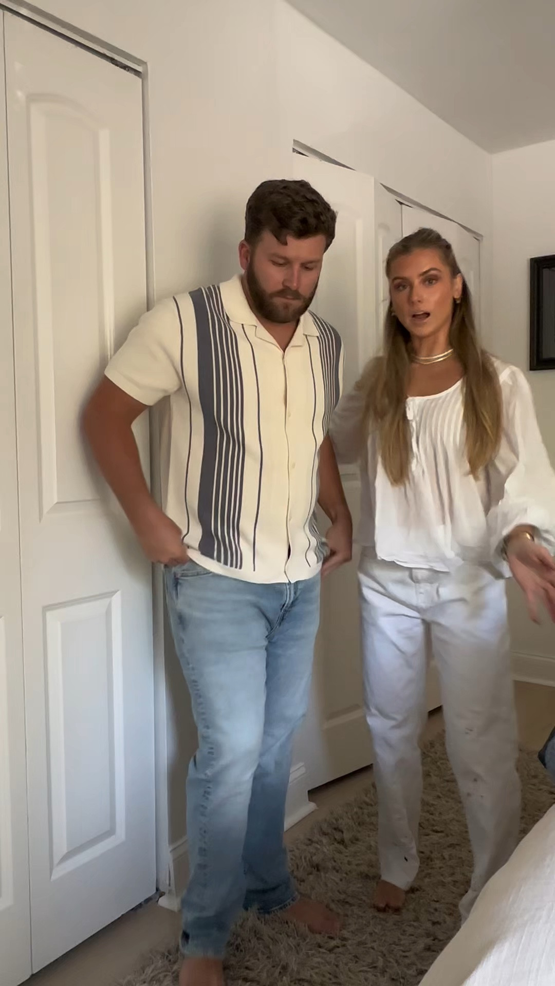 let this be your sign to update your man’s wardrobe for spring and summer. I ordered some new outfits for me and Joey @americaneagle and absolutely LOVED the way everything turned out. Major shopping win! 👏 As far as sizing goes the shirts all run true to size and for the bottoms the jeans run larger in the waist but the shorts are true to size. 🤭 WHAT JOEY GOT: AE EasyFlex Original Straight Jean Color: Authentic Light Size: 36 X 32 (size down in waist); AE 7" Flex Linen-Blend Trekker Short Color: Green Size: M; AE Logo Lived-In T-Shirt Color: Light Blue Size: M; AE Men's 5" Swim Trunk Color: Olive Fun Size: M; AE Weekend Textured Button-Up Sweater Polo Shirt Color: Frosty Cream Size: M.

#AEJeans #boyfriendoutfits #shoppingformyboyfriend #mensoutfit #outfitinspo #mensfashion #stylingmyboyfriend #boyfriend #himandher #boyfriendfashion #couplesoutfit #mensstyle #americaneagle #americaneaglehaul #tryonhaul #americaneagletryon 

#LTKFindsUnder50 #LTKSaleAlert #LTKMens