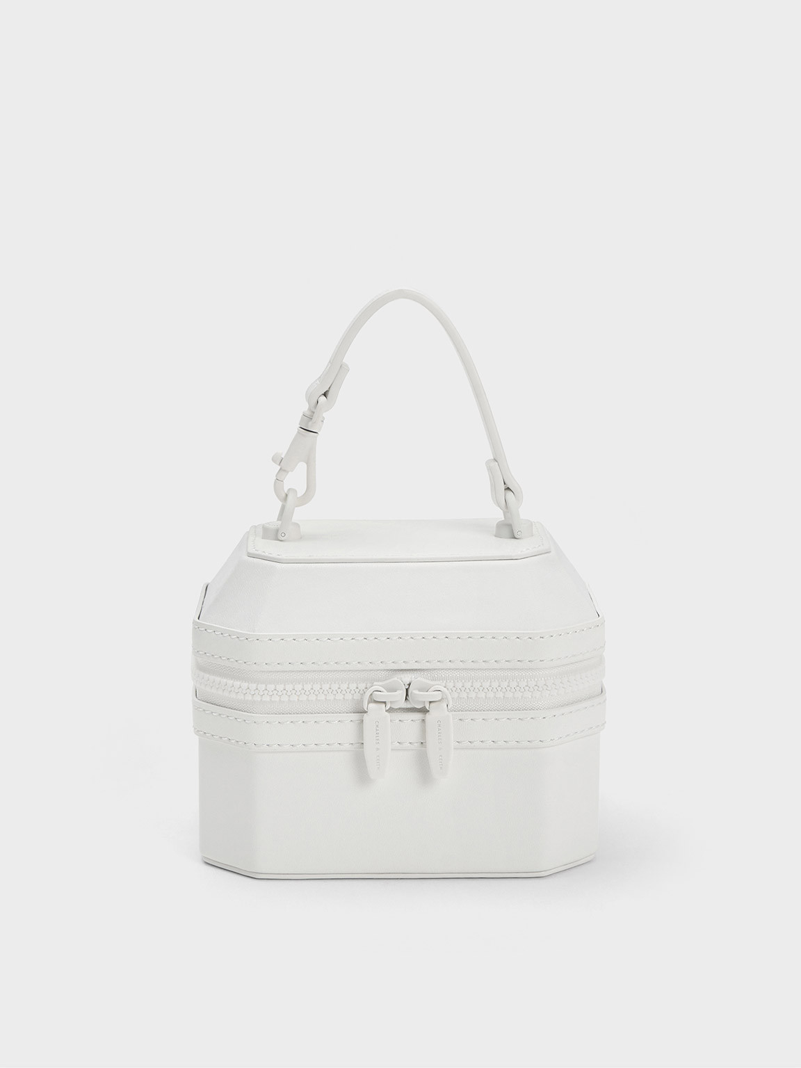 Geometric Boxy Top Handle Bag
 - White | Charles & Keith UK