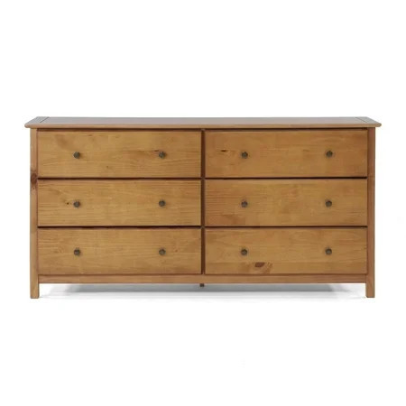 Grain Wood Furniture Shaker 6-Drawer Dresser, Solid Wood with a Walnut Finish | Walmart (US)