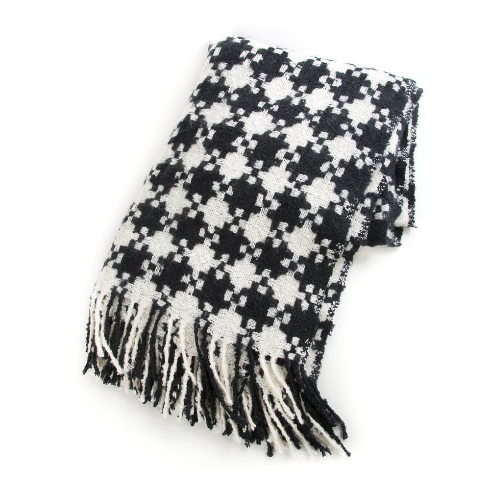 Black & Ivory Houndstooth Throw | MacKenzie-Childs