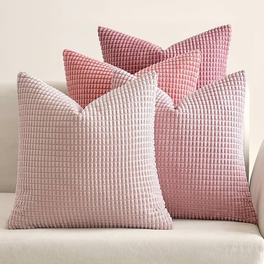 MIULEE Aesthetic Pink Home Decor Pillow Covers 18x18 Inch Set of 4 Romantic Sweet Soft Throw Pill... | Amazon (CA)