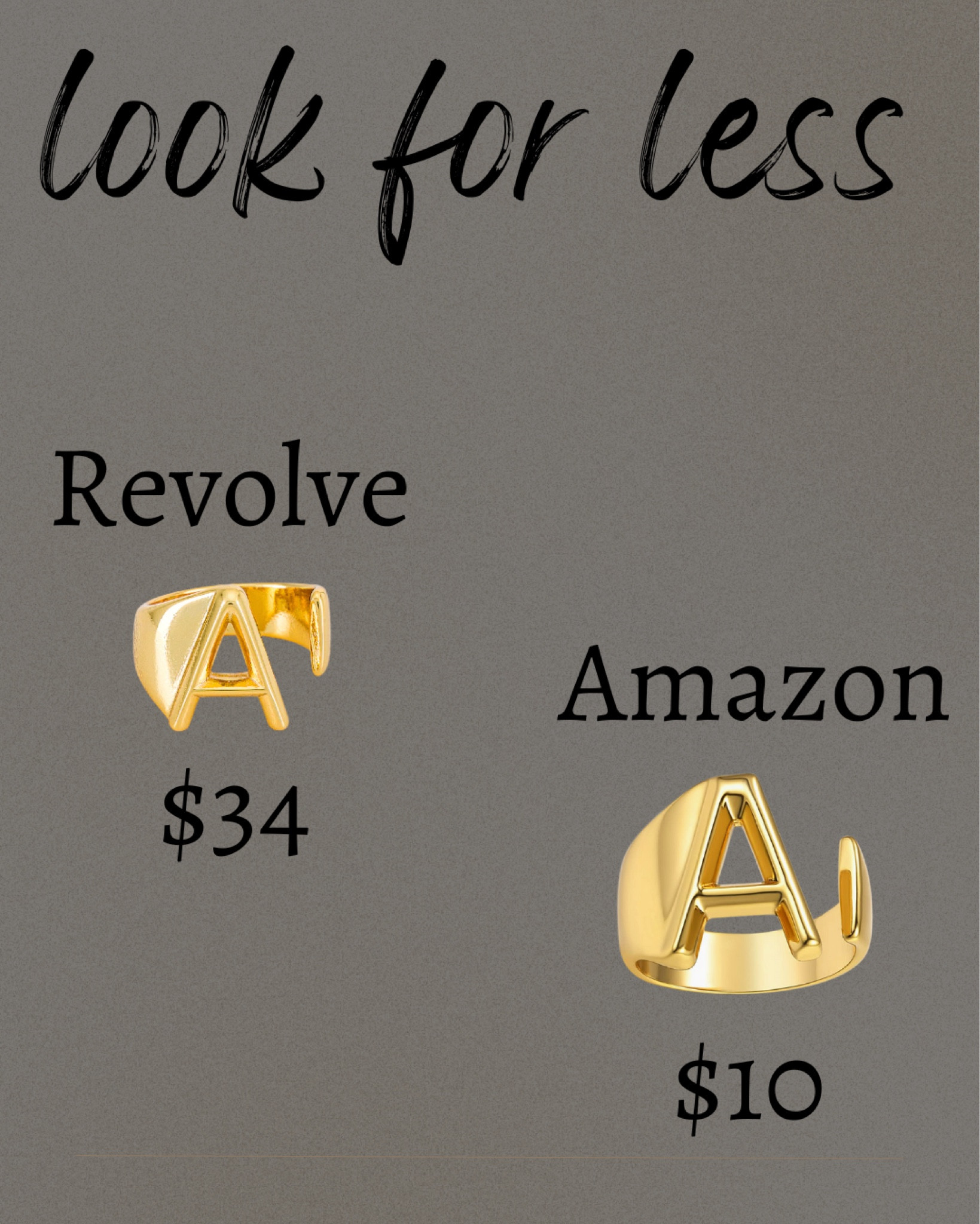 Shop this dupe | Revolve Dupe | Gold ring | Letter gold Ring | Amazon Find | Jewelry Find | 

#LTKunder50 #LTKsalealert #LTKFind