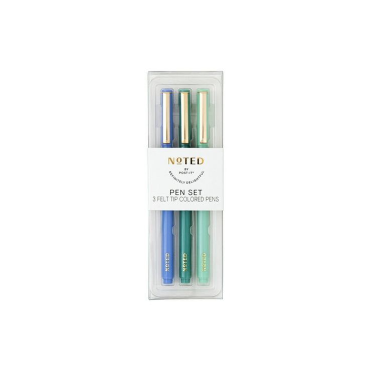 Post-it 3pk Ballpoint Pens Periwinkle/Teal/Mint | Target