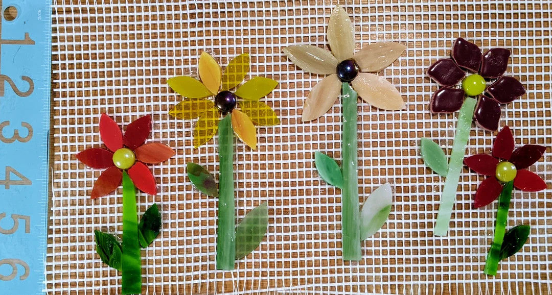 Set of 5 Pre Arranged Mosaic Flowers Glued to Mesh Just Cut Out and Use in Your Own Mosaic Art Re... | Etsy (US)