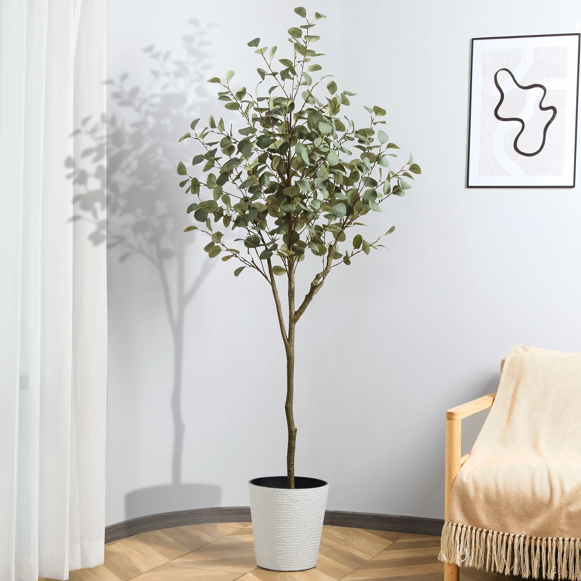 6FT Artificial Eucalyptus Silk Plant in Pot, Faux Plastic Eucalyptus Tree with Durable Plastic Tr... | Walmart (US)