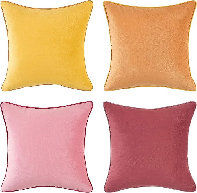 MONDAY MOOSE Decorative Throw Pillow Covers Cushion Cases, Set of 4 Soft Velvet Modern Double-Sid... | Amazon (US)
