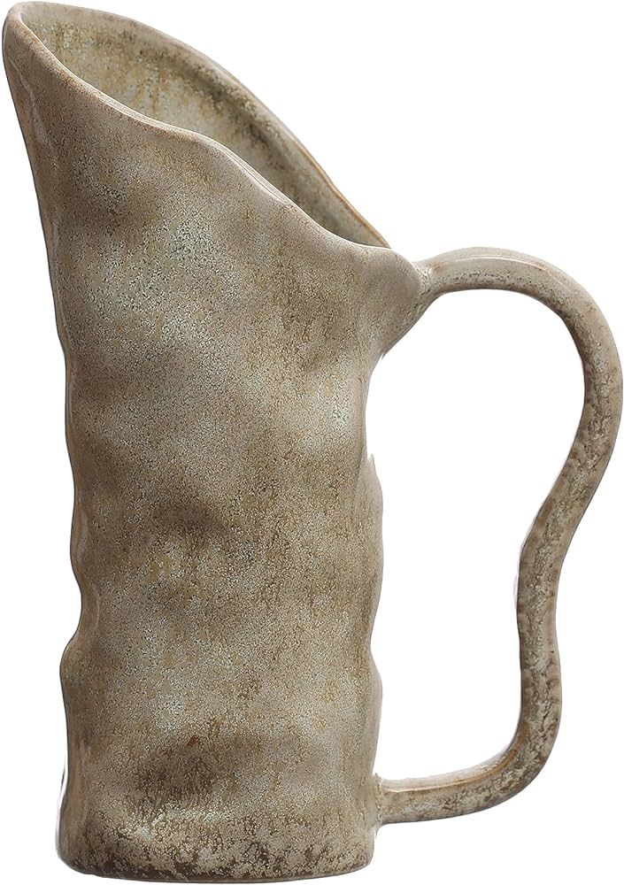 Bloomingville 7.5 Inches 12-Ounce Stoneware Organic Shaped Reactive Glaze, Green Pitcher | Amazon (US)