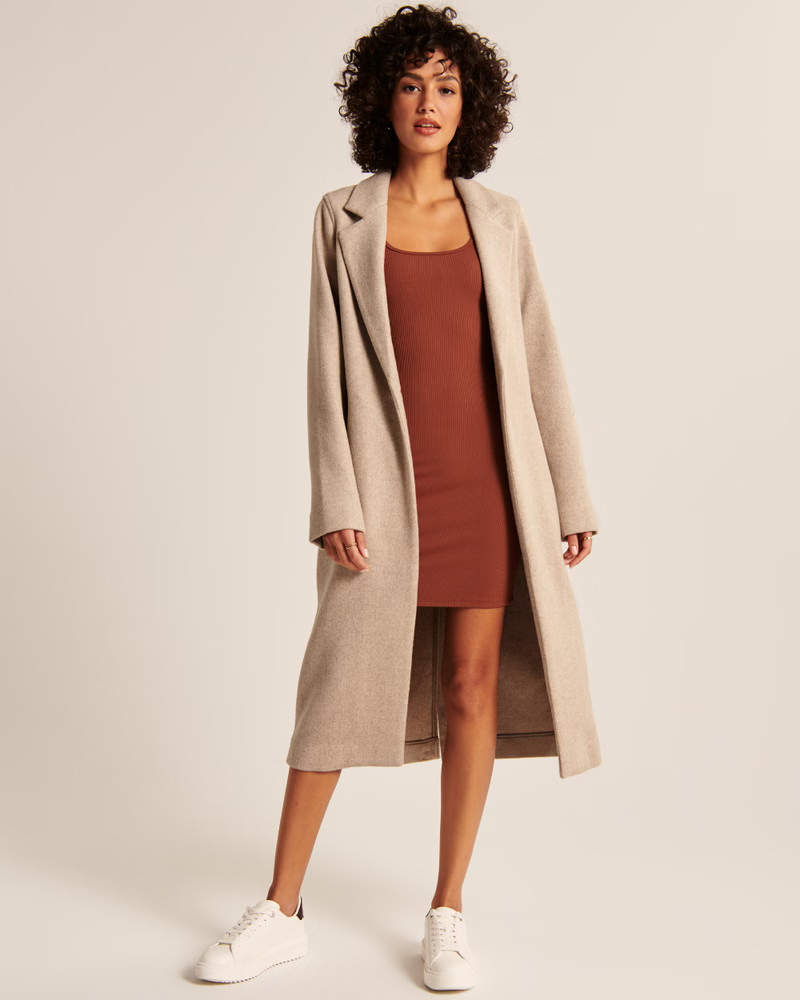 Calf-Length Wool-Blend Coat | Abercrombie & Fitch (US)