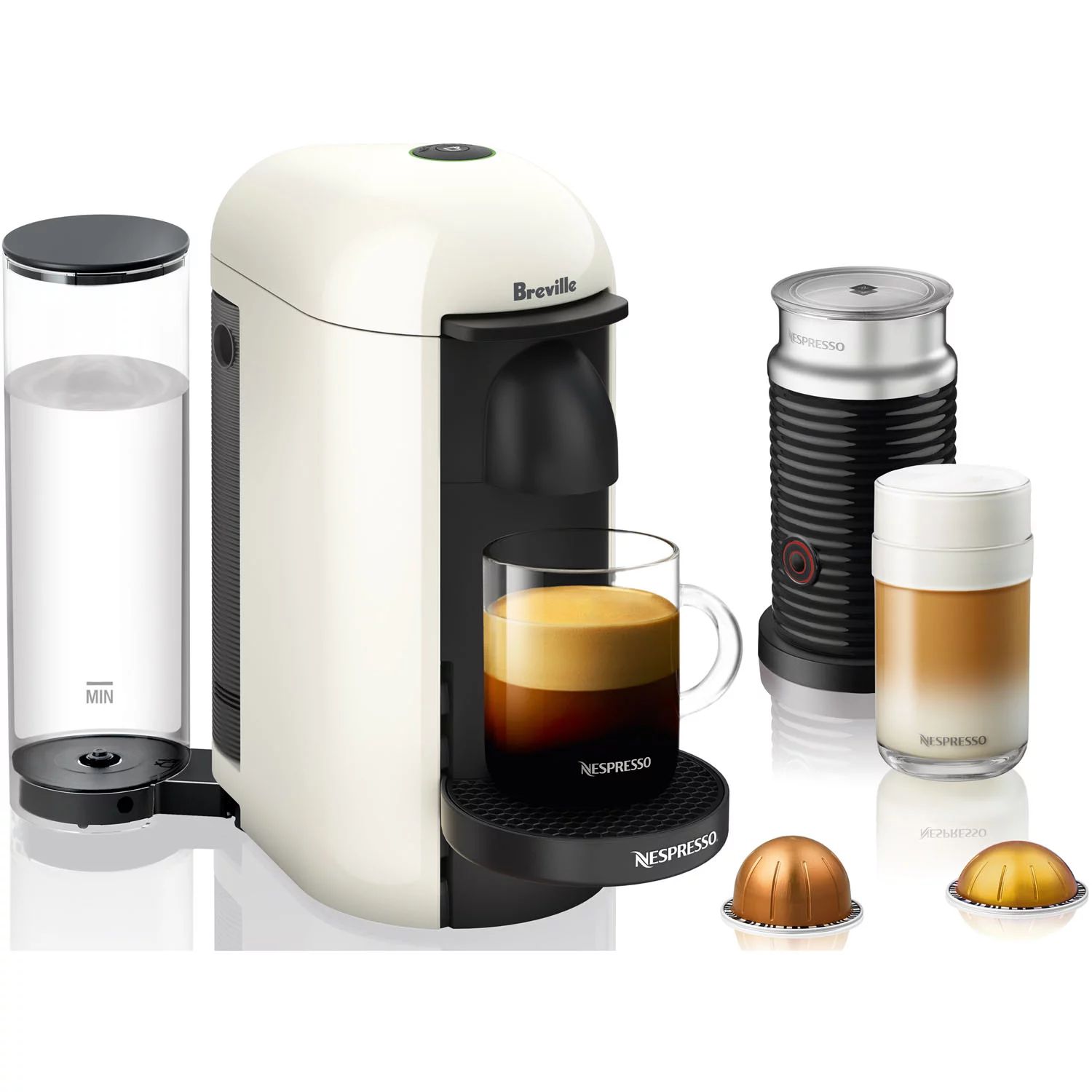 Nespresso VertuoPlus Coffee and Espresso Maker by Breville with Aeroccino Milk Frother, White | Walmart (US)