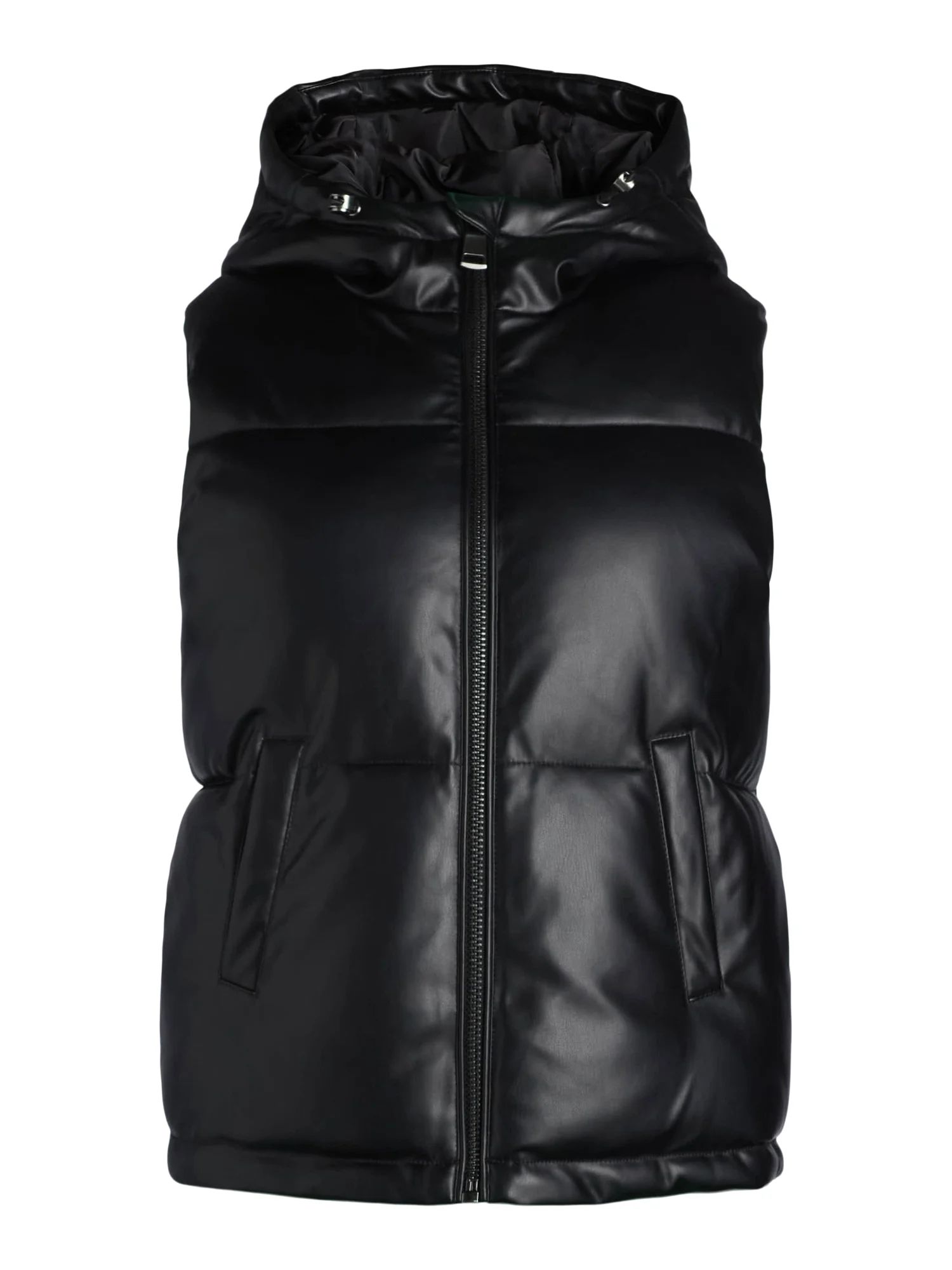 Scoop Women's Faux Leather Hooded Puffer Vest, Midweight, Sizes XS-XXL - Walmart.com | Walmart (US)