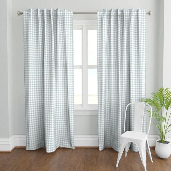 Gray Gingham Curtain Panel  Gingham Plaid by Erin__kendal  | Etsy | Etsy (US)