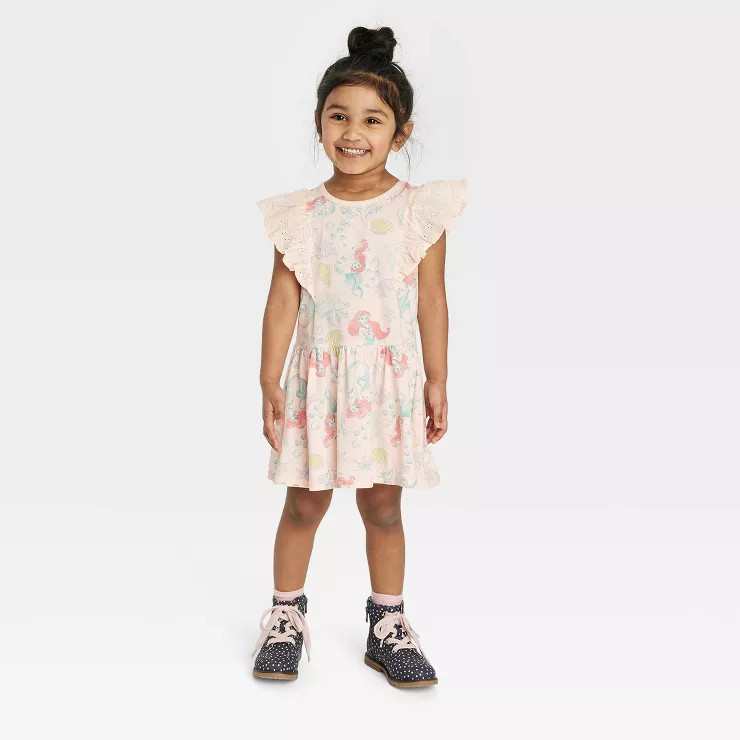 Toddler Girls' Disney Princess Printed A-Line Dress - Pink | Target