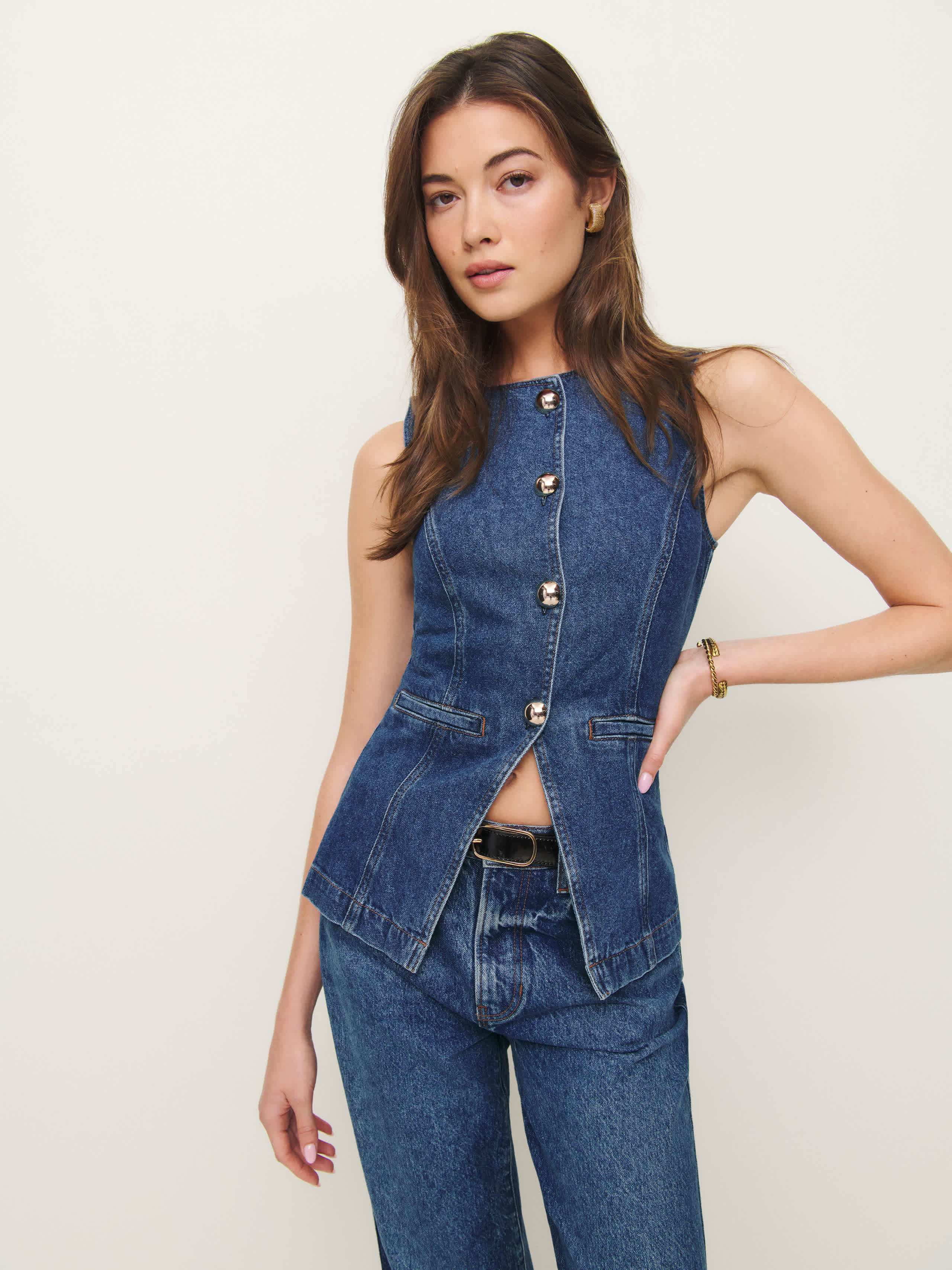 Ophelia Denim Top | Reformation (Global)