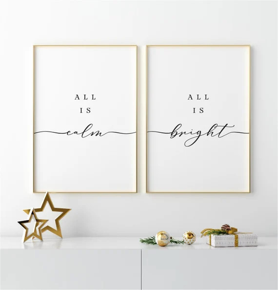 All is Calm, All is Bright, Christmas Printable Decor, Christmas Wall Art, Xmas Wall Art, INSTANT... | Etsy (CAD)
