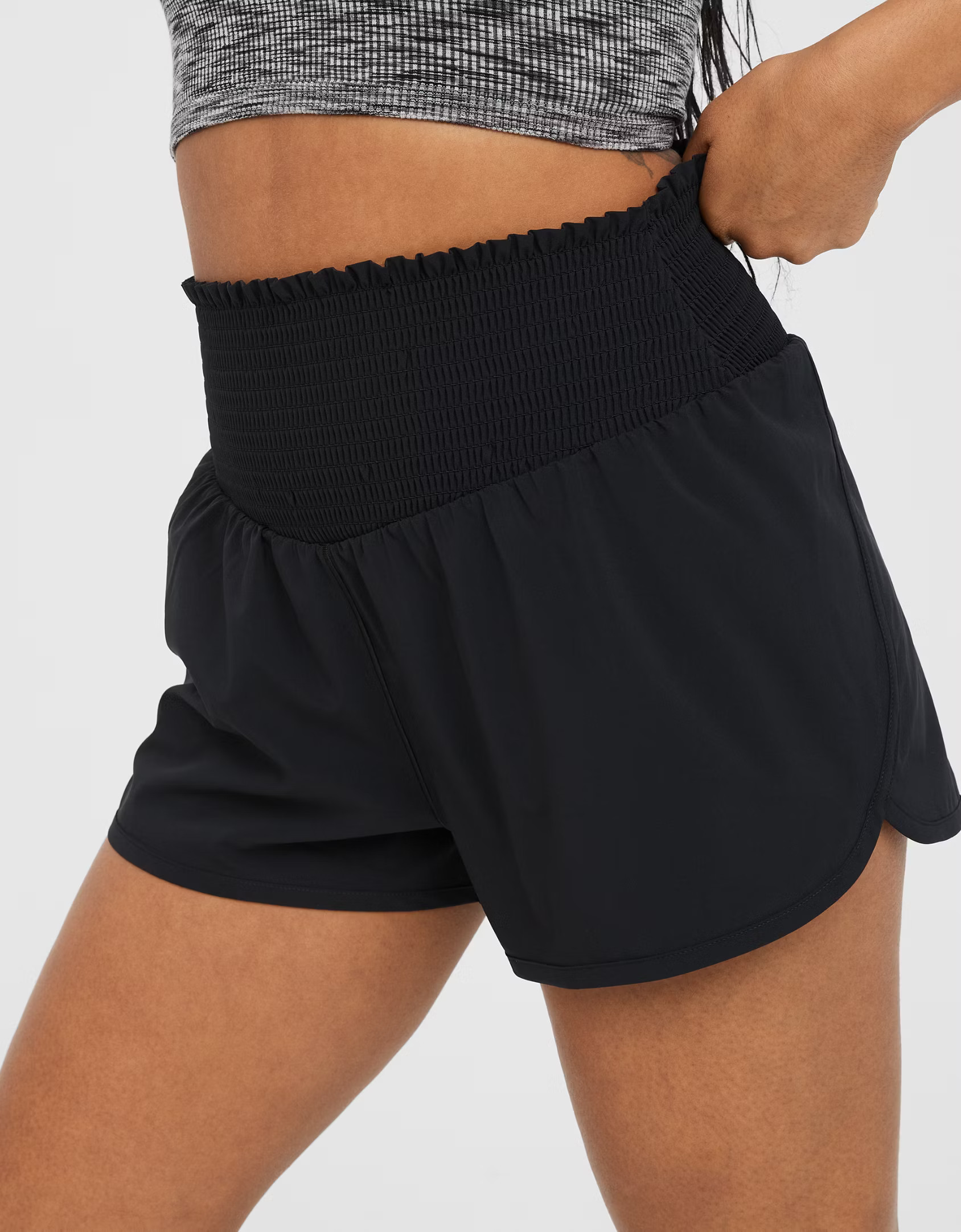 OFFLINE By Aerie Real Me Smocked Running Short | American Eagle Outfitters (US & CA)