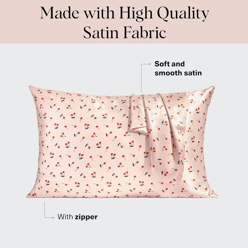 Kitsch Satin Pillowcase, Queen Size 19"x26", Cherry Print | Amazon (US)