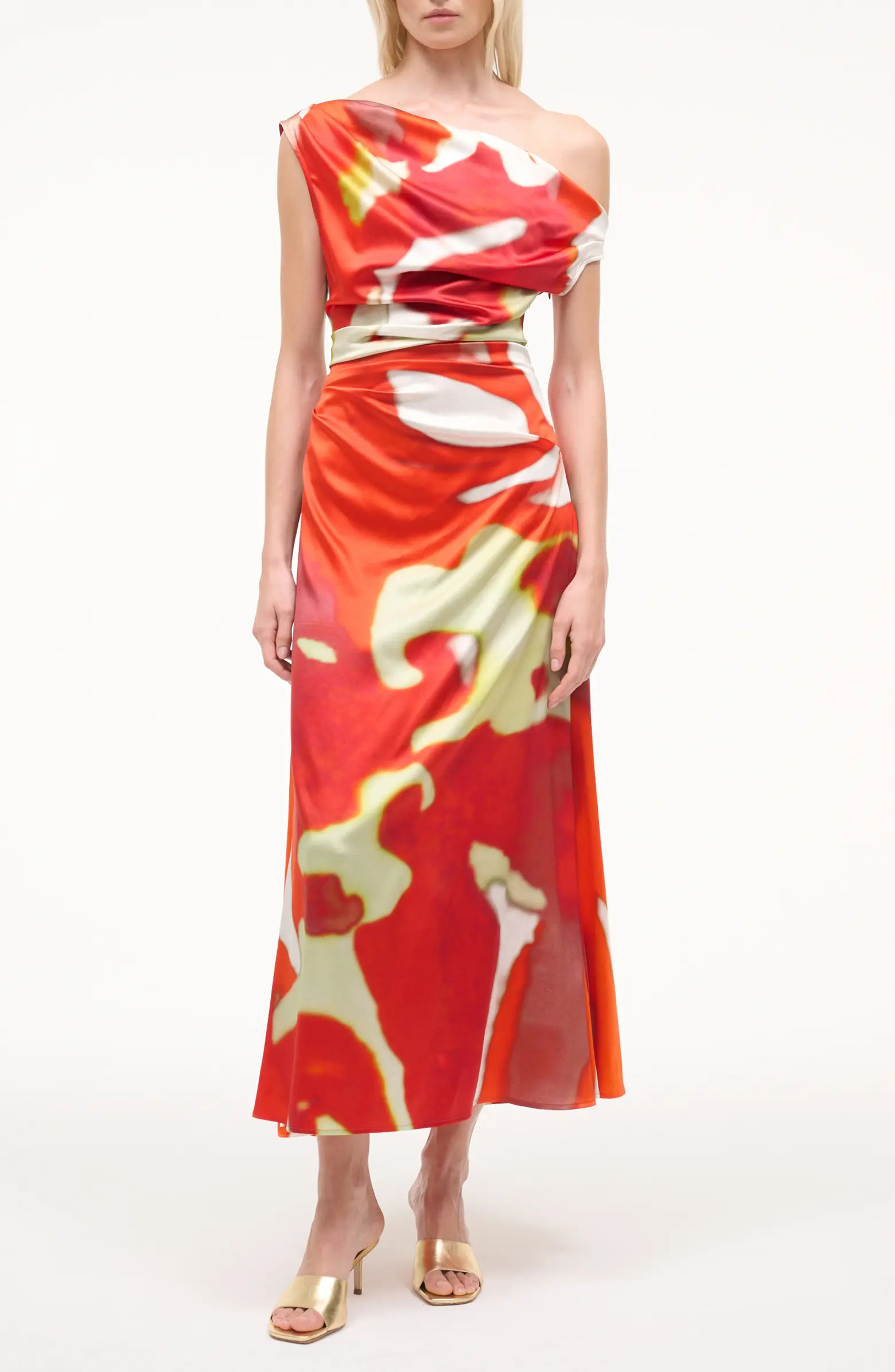 Phare Abstract Print One-Shoulder Stretch Silk Dress | Nordstrom