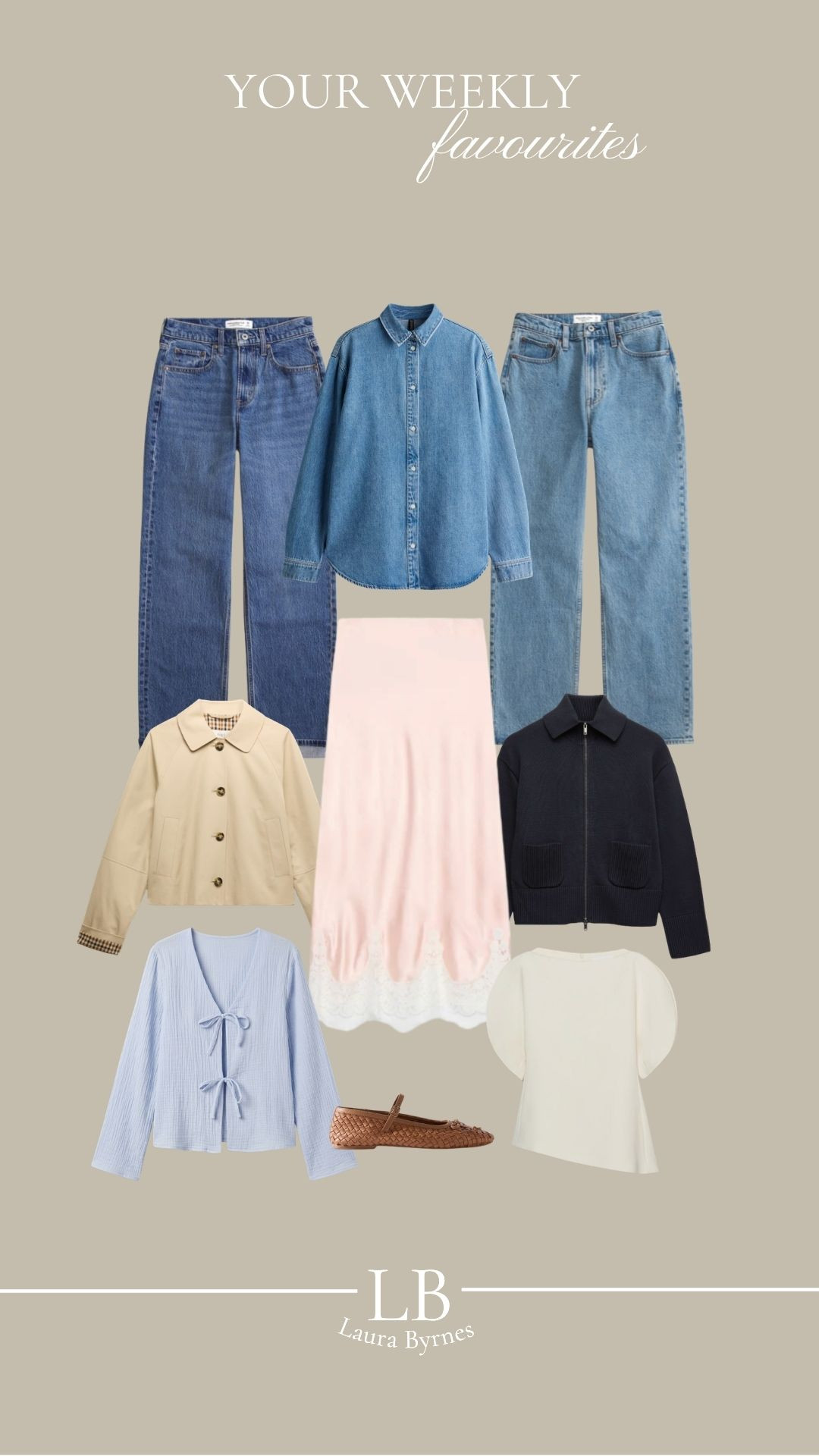 Your Weekly Favourites! 🌷 

Wardrobe Staples, Spring Style, Spring Fashion, Spring Outfit, Denim Shirt, Jeans, Spring Jacket, Ballet Flats, Satin Skirt, Puff Sleeve Top  

 #LTKuk #LTKspring #LTKeurope