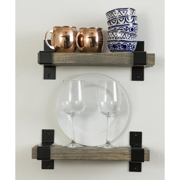 Abasi 2 Piece Pine Solid Wood Floating Shelf | Wayfair North America