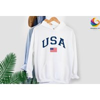 Usa Flag Hooded Sweatshirt, America Gift For Christmas, American July 4Th Sweatshirt | Etsy (US)
