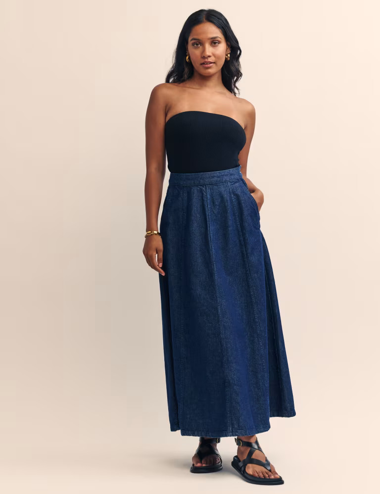 Organic Cotton Denim Maxi A-Line Skirt | Marks & Spencer (UK)