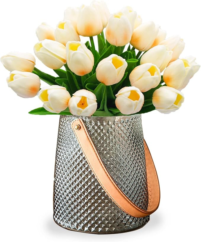 WeTop 30pcs Real Touch Tulips PU Artificial Flowers, Fake Tulips Flowers for Arrangement Wedding ... | Amazon (US)