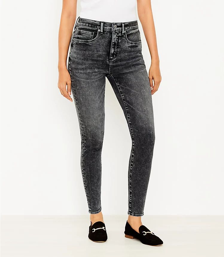 Curvy High Rise Skinny Jeans in Washed Black Wash | LOFT | LOFT