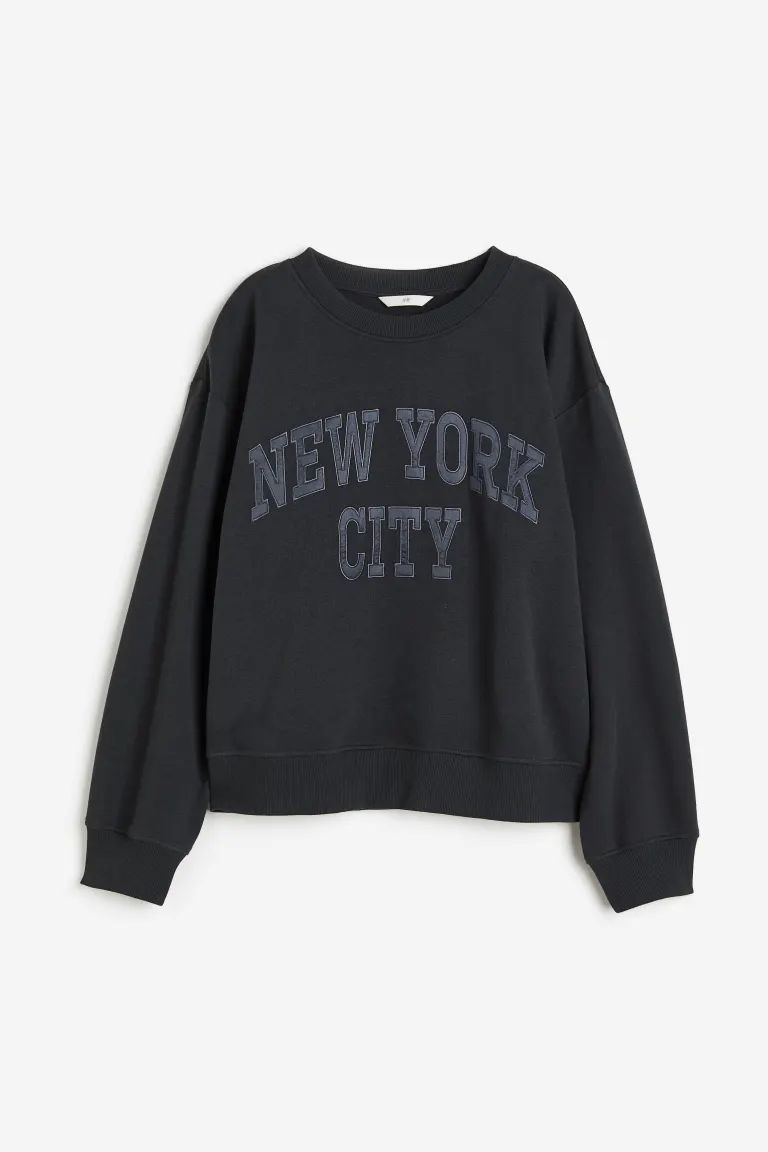 Printed Sweatshirt - Dark gray/New York City - Ladies | H&M US | H&M (US)