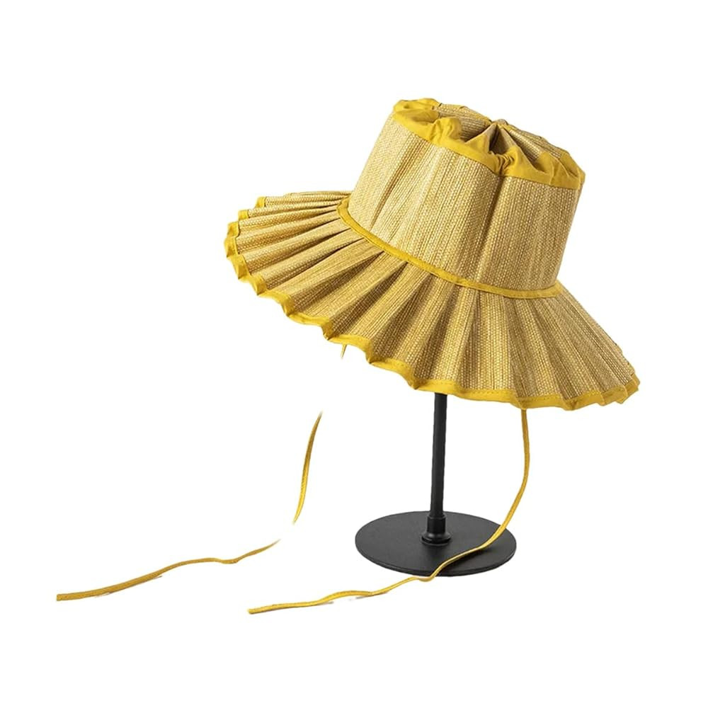 Wide-Brimmed Straw Summer Pleated Outdoor Beach Sun Cap Visor Foldable Party Wedding Hat for Wome... | Amazon (US)