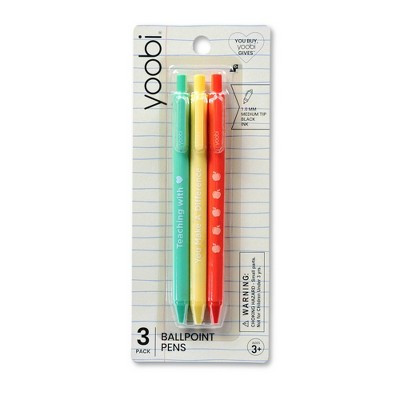 Yoobi 3pk Retractable Ballpoint Pens 1.0mm Black Ink - Teacher Gift | Target
