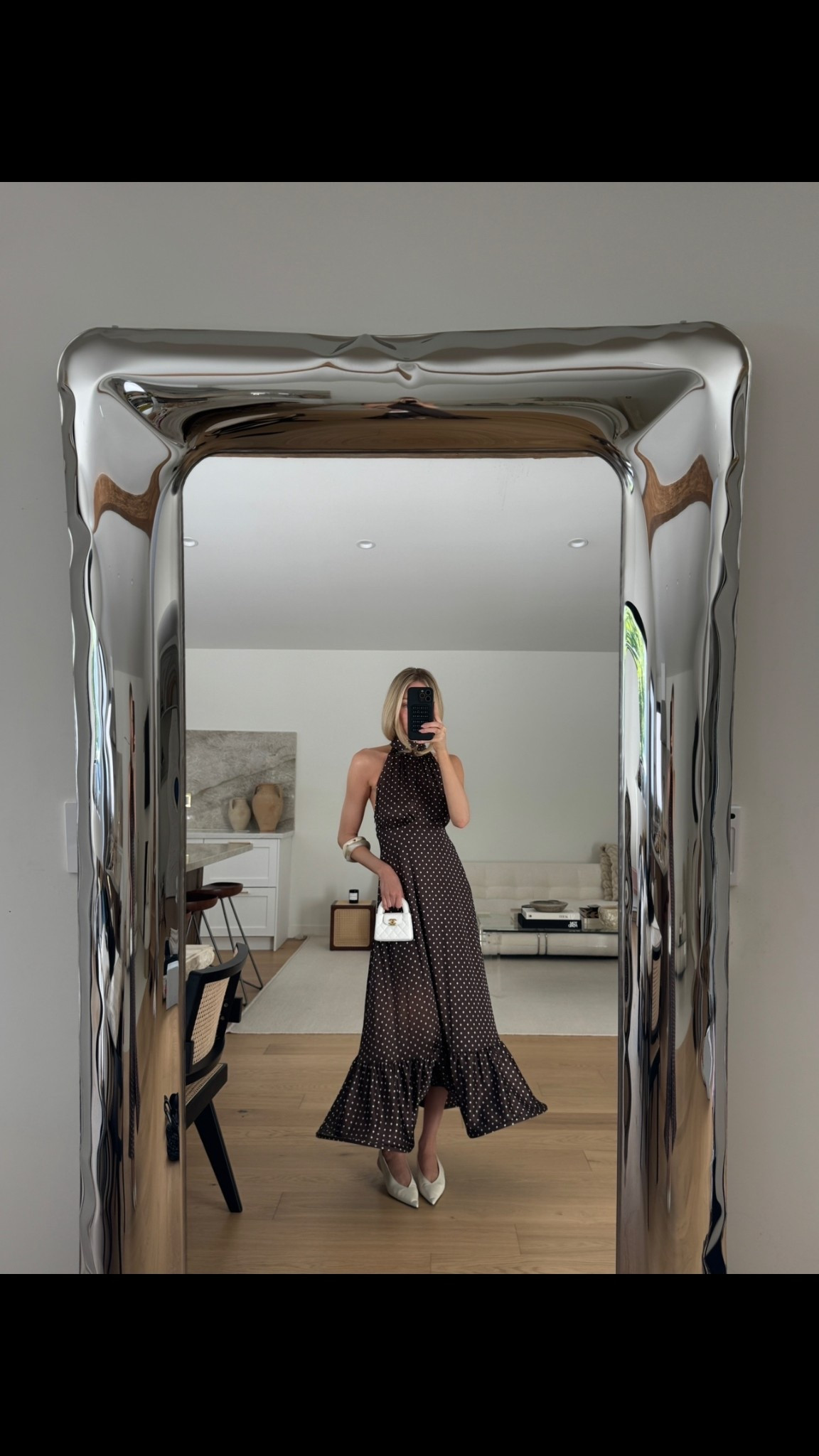 This brown polka dot dress from SAME is so elegant.

#LTKStyleTip #LTKShoeCrush #LTKItBag