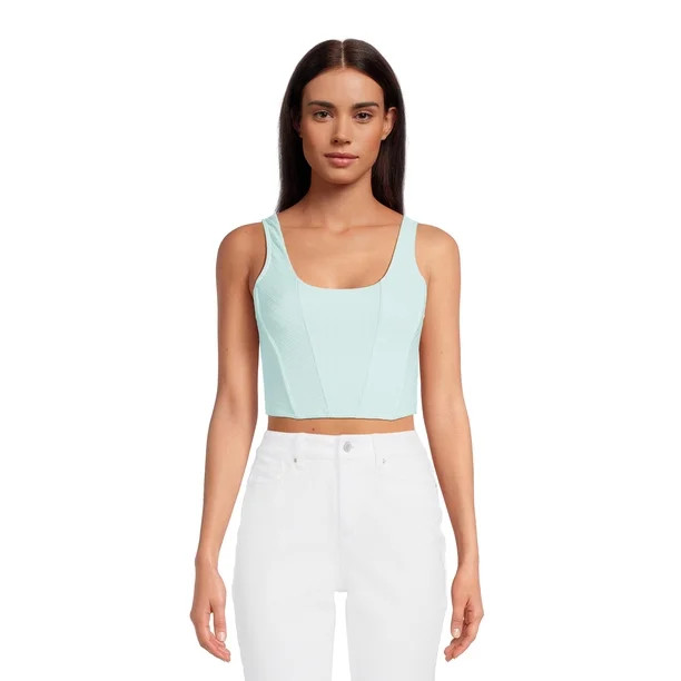 No Boundaries Juniors Ribbed Square Neck Bustier | Walmart (US)