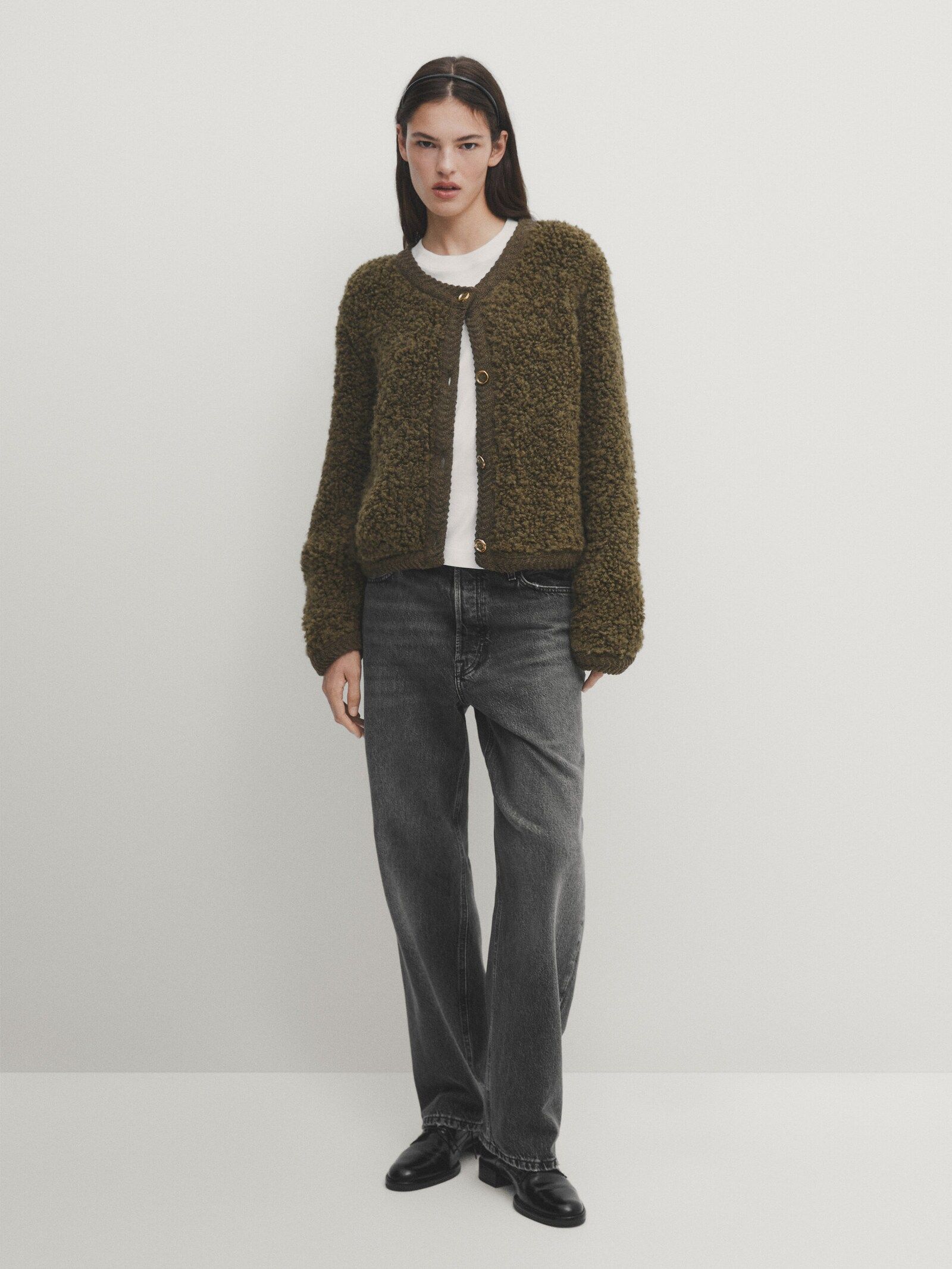 Bouclé knit cardigan with buttons | Massimo Dutti (US)