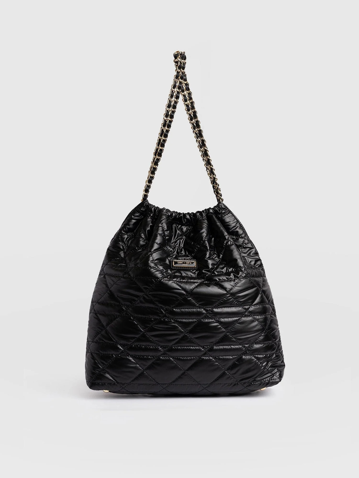 Camilla Drawstring Tote Bag - Black | Saint + Sofia