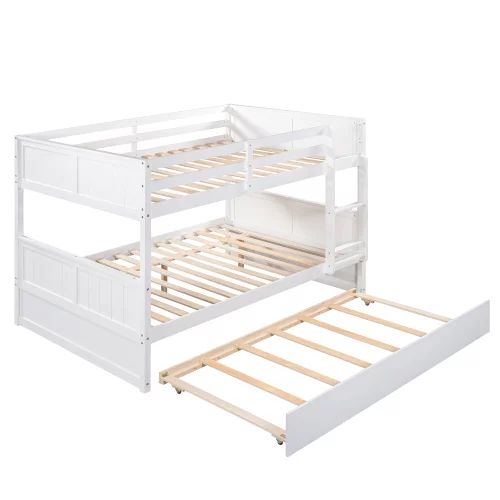 Churanty Full Over Full Bunk Bed with Twin Size Trundle, Pine Wood Bunk Bed Frame with Guardrails... | Walmart (US)