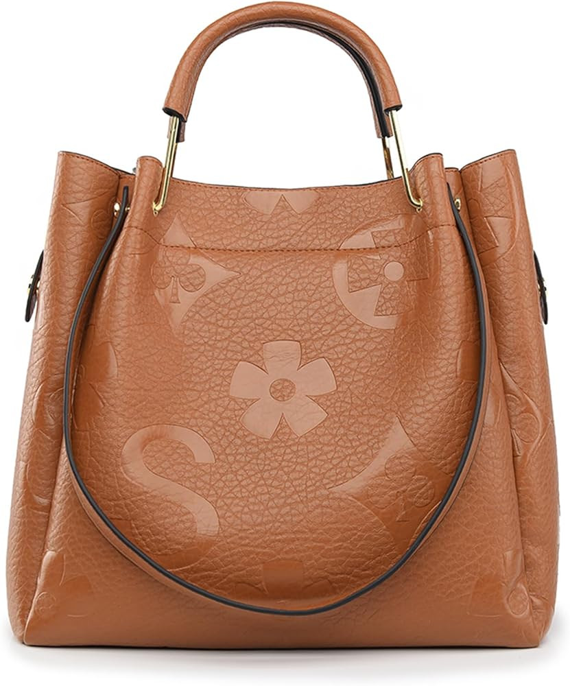 Travistar Floral Handbags Purses Women - Embossed Leather Top Handle Handbag Set Large Shoulder B... | Amazon (US)