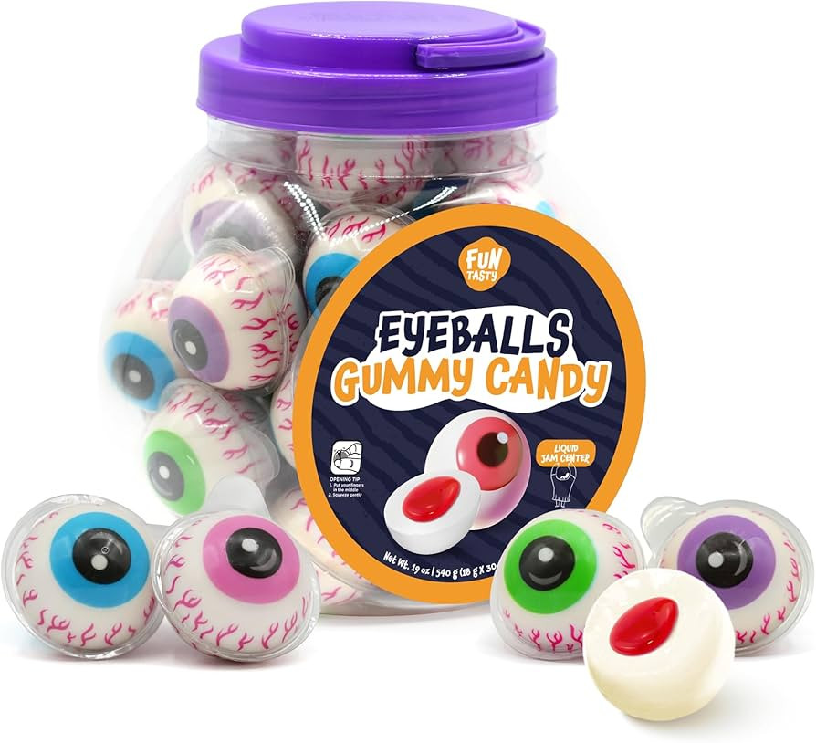 Halloween Candy - Funtasty Eyeballs Gummy Candy - Strawberry Jam Center, 19-Ounce Jar (30 Count) | Amazon (US)