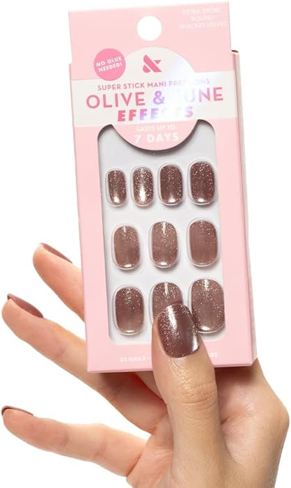 Olive & June Effects Super Stick Mani Press On Nails | Extra Short Round | No Glue Needed | 32 Ta... | Amazon (US)