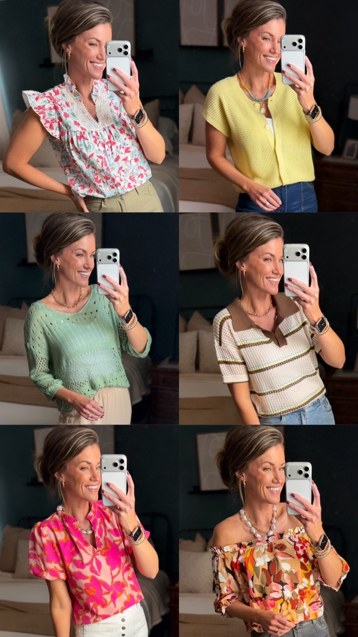 Colorful Spring tops from Amazon.  Wearing size small in all styles  

#LTKSeasonal #LTKWorkwear #LTKmomlife