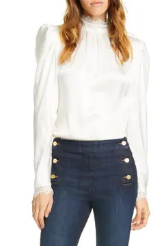 Long Puff Sleeve Silk Blouse | Nordstrom
