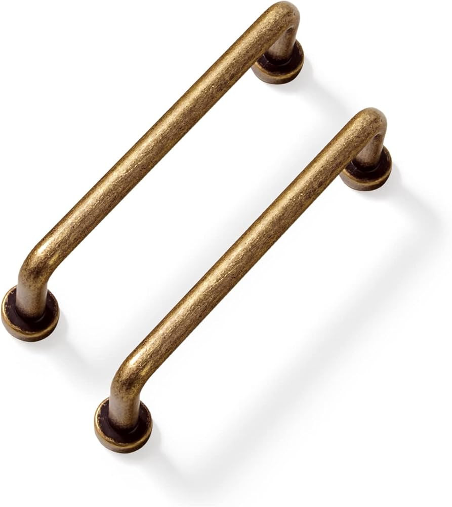 Set of 12, 3 3/4 Inches Center to Center SleekTouch Antique Brass Cabinet Pulls - Contemporary Ha... | Amazon (US)