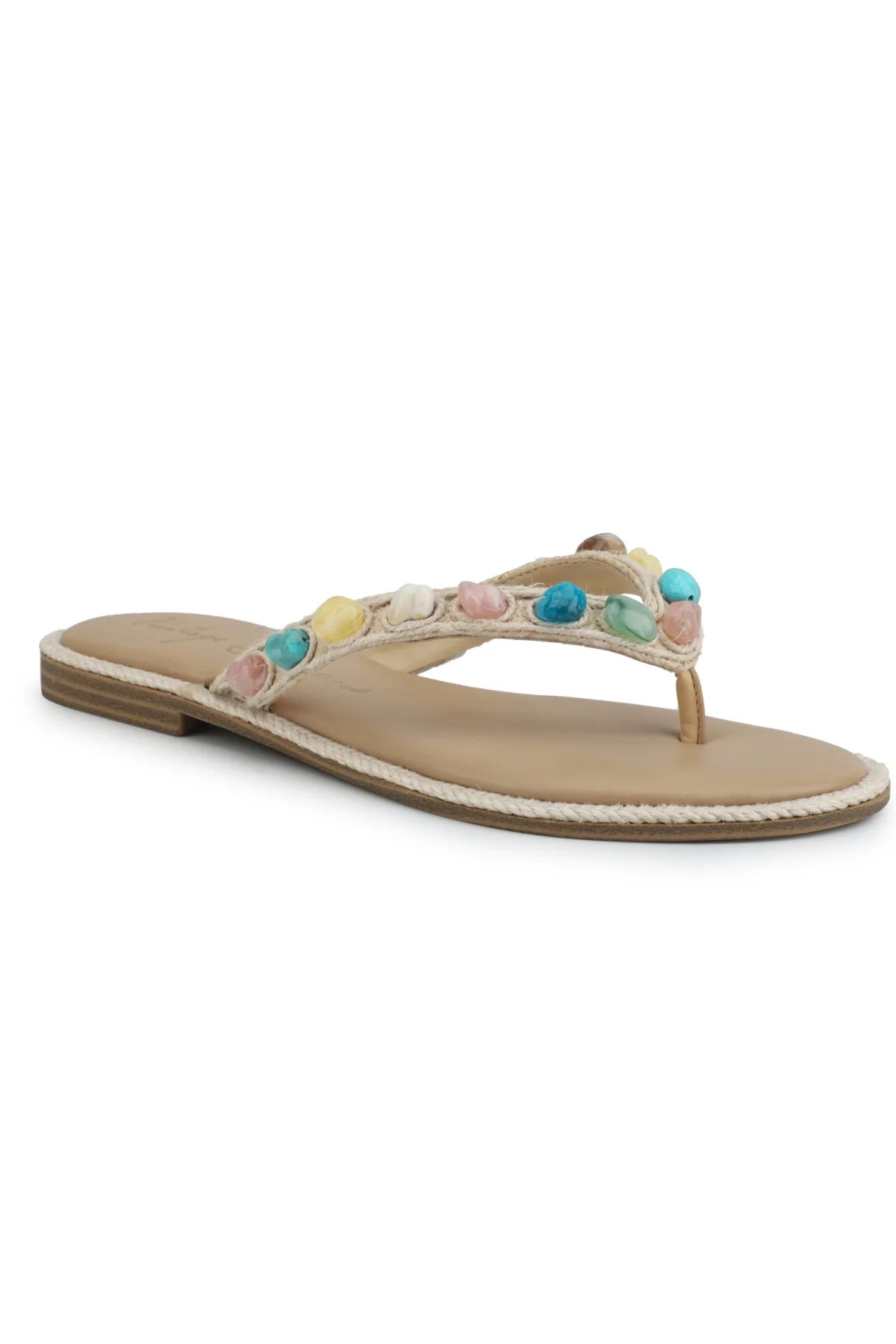 Vintage Havana Women's Sandy Gemstone Flip Flops - Beige | Magnolia Boutique