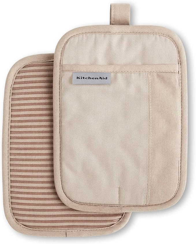 KitchenAid Beacon Two-Tone Non-Slip Pot Holder Set, Milkshake/Beige, 7"x10", 2 Piece | Amazon (US)