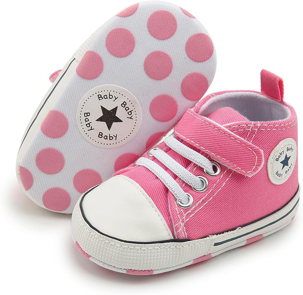 Unisex Baby Girls Boys Canvas High-top Shoes, Newborn Infant Anti-Slip Soft Sole Frist Walking Br... | Amazon (US)